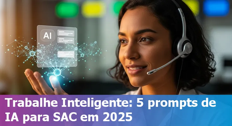 Customer service agent using AI prompts on a laptop with a Brazilian flag in the background