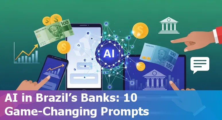 Illustration of AI use cases for Brazil financial services: fraud detection, credit scoring, AML, robo-advisory and DeFi security.