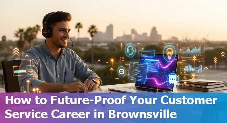 Customer service agent with AI tools in Brownsville, Texas — hybrid workforce concept