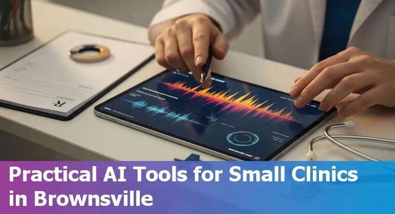 Healthcare providers using AI tools in Brownsville, Texas clinic in 2025, bilingual patient engagement and telehealth.