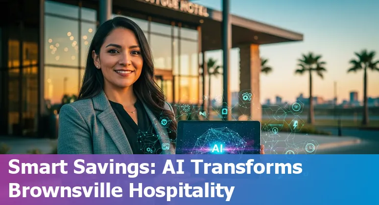 Brownsville, Texas hotel lobby with AI chatbot kiosk and service robot reducing costs and improving efficiency in Texas, US