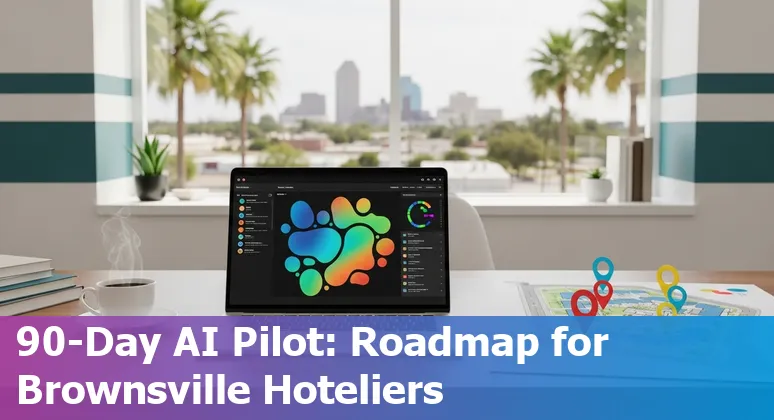 Hotel staff using AI tools on a tablet in Brownsville, Texas hotel lobby in 2025
