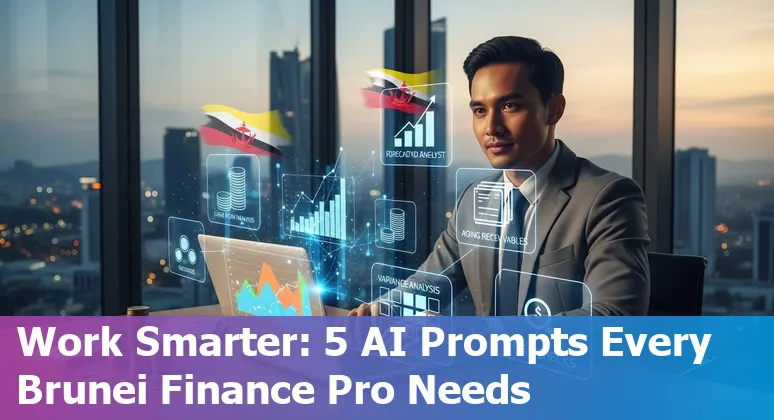 Dashboard showing AI-generated BND forecast, 13-week cash chart, AR aging table, GL variance flags and high-value invoice alerts for Brunei finance teams.