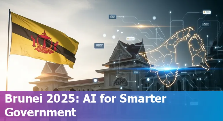 Illustration of AI governance and data protection for government in Brunei Darussalam 2025, showing AITI, PDPO and ASEAN alignment.