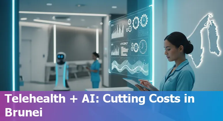 Illustration of AI-powered BruHealth dashboard used by healthcare companies in Brunei Darussalam to cut costs and improve efficiency