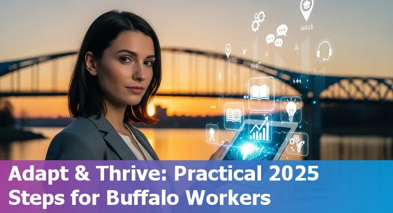 Customer service worker using AI tools in Buffalo, New York office, 2025