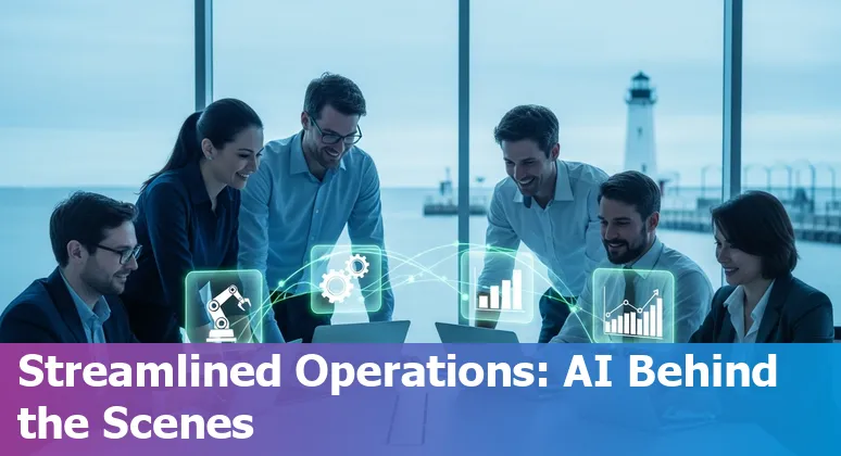 Education technology team in Buffalo, New York, US discussing AI tools to cut costs and improve efficiency