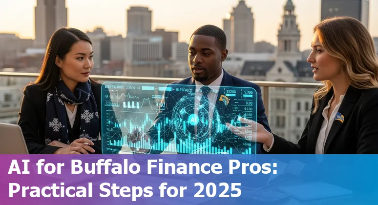 Finance professional in Buffalo, NY reviewing AI-driven dashboards and regulatory checklists in 2025