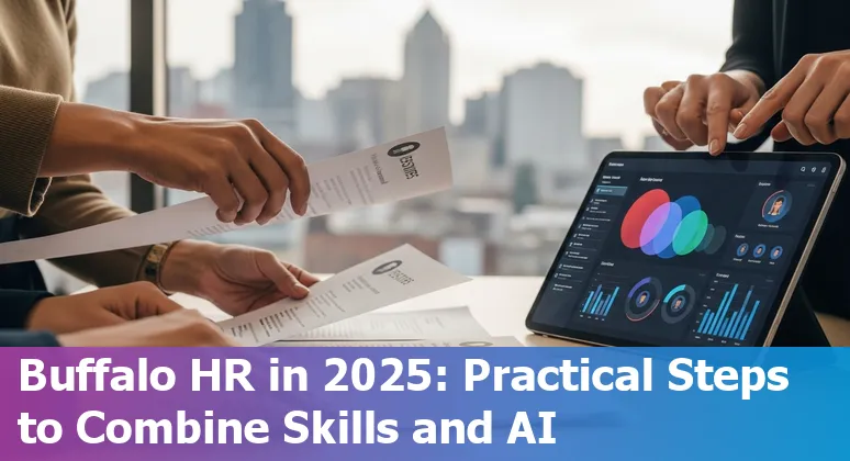 HR professional using AI tools in an office in Buffalo, New York — 2025 guidance image