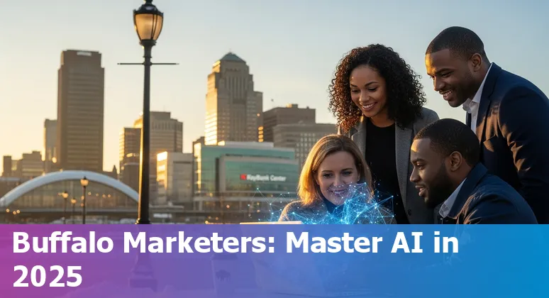 Marketing professional using AI tools on a laptop at University at Buffalo in Buffalo, NY in 2025