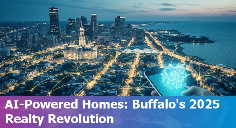 AI-powered real estate tools and Buffalo, NY skyline with property data overlays in 2025
