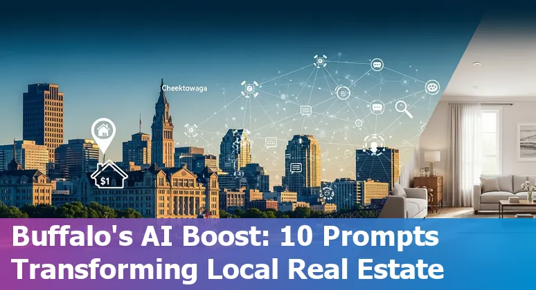 Agents using AI tools to analyze Buffalo property listings with a virtual tour of a Cheektowaga home on screen.