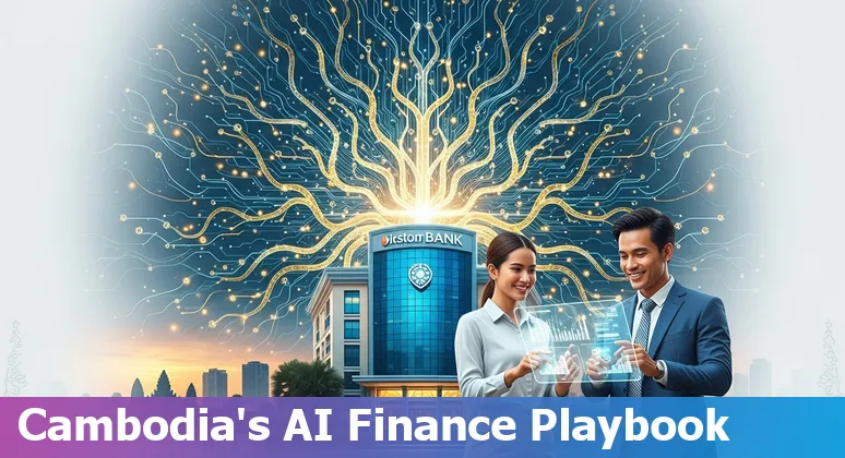 Illustration of AI in Cambodia's financial services: digital banking, chatbots, and regulators in Cambodia (2025)