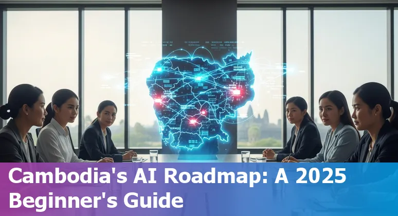 Government officials reviewing AI strategy documents in Phnom Penh, Cambodia