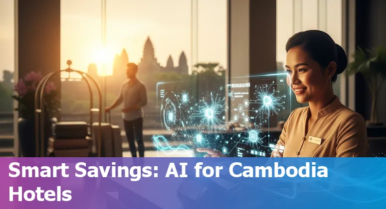 Hotel staff using AI dashboard in a Phnom Penh hotel, Cambodia