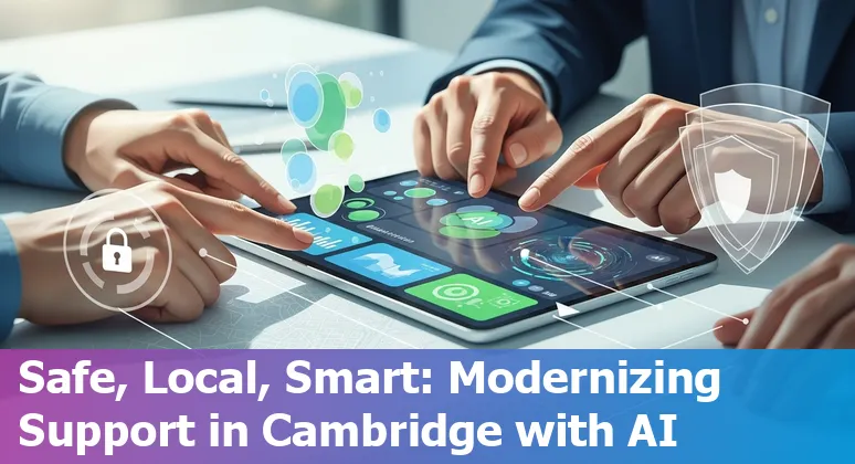 Customer service professional using AI tools on a laptop in Cambridge, Massachusetts in 2025