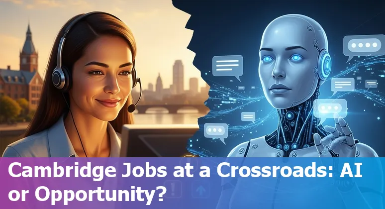 Customer service agent using AI co-pilot in Cambridge, Massachusetts office, showing collaboration between human and AI