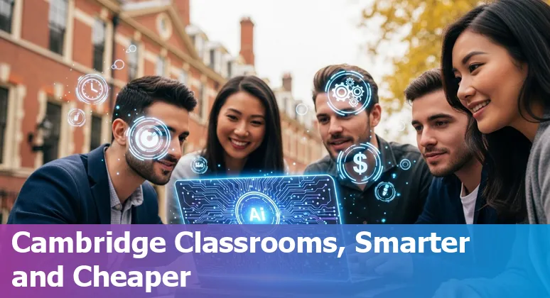 AI tutor and teacher assistant concept for Cambridge, Massachusetts education companies reducing costs and improving efficiency in the US.