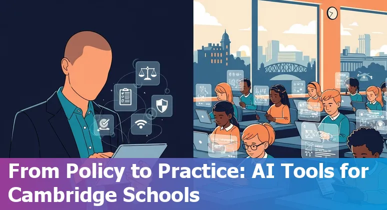Cambridge, Massachusetts classroom using AI tools in 2025 with MIT in the background