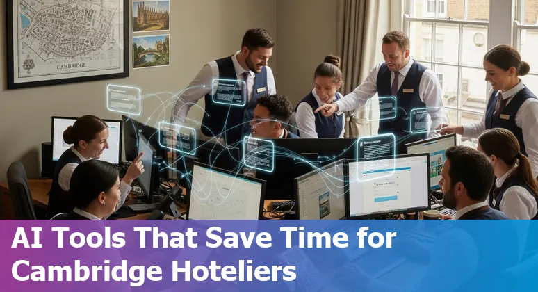 Hotel concierge tablet showing AI recommendations for Cambridge attractions near MIT and Harvard.