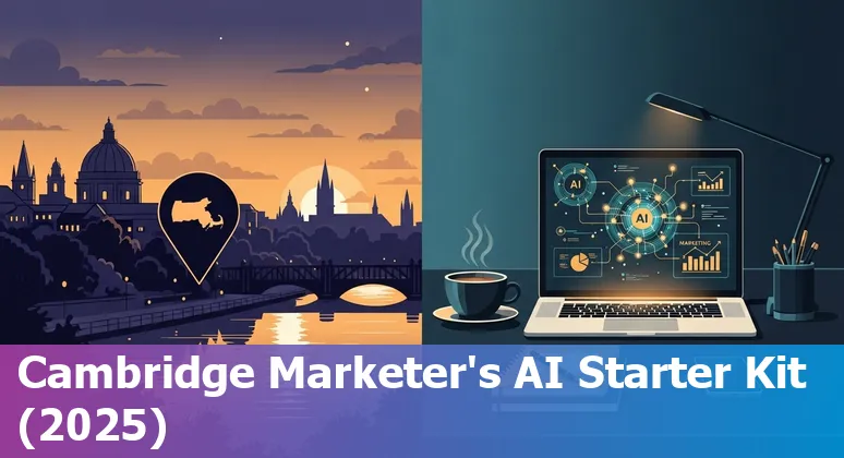 Marketing professional using AI tools in Cambridge, Massachusetts in 2025, showing laptop with charts and AI assistant.