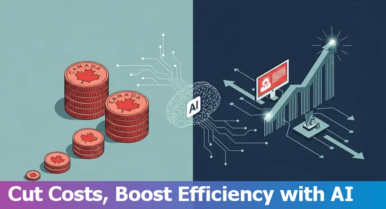 Illustration of AI tools supporting education companies in Canada to cut costs and improve efficiency