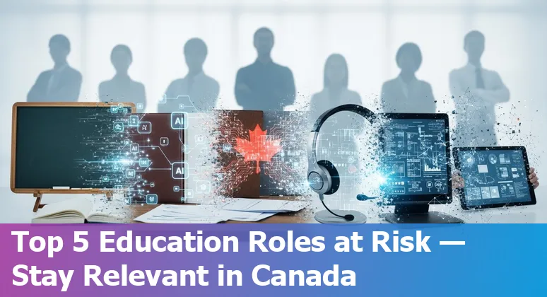 Canadian educator and administrative staff using AI tools on laptops in a school office