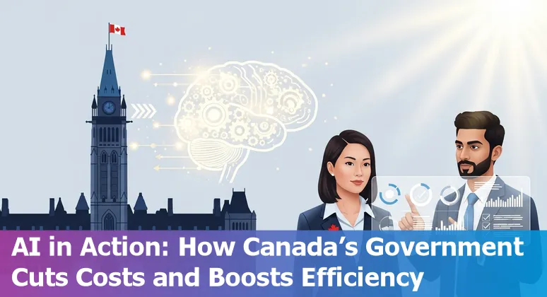 Illustration of AI improving government services and cutting costs in Canada