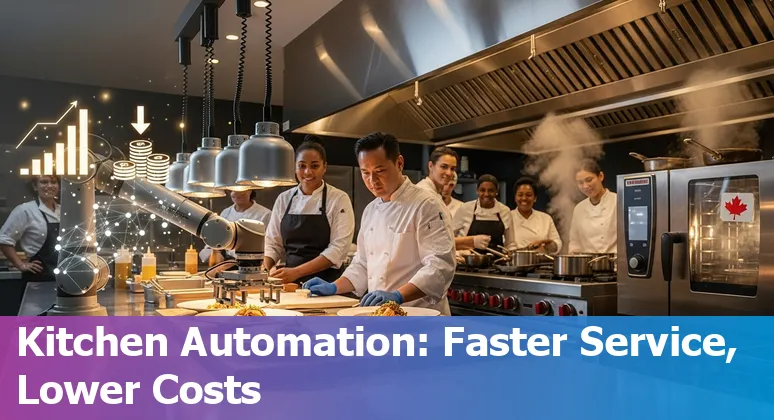 Hotel staff and robots working together in a Canadian hotel, showing AI automation in hospitality in Canada