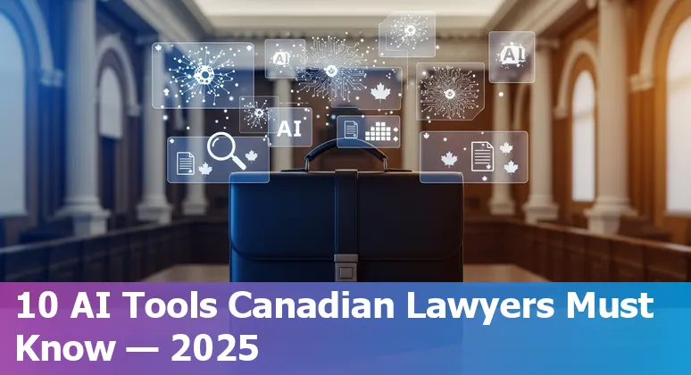 Collage of logos for Nexlaw.ai, Clio, CoCounsel, ChatGPT and other legal AI tools over a Canadian maple leaf background.