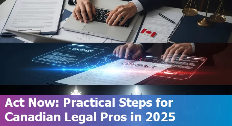 Lawyer using AI tools on a laptop in Canada, illustrating legal AI adoption in Canada in 2025