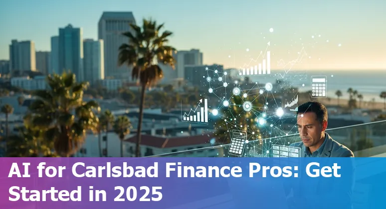 Finance professional using AI tools in an office in Carlsbad, California