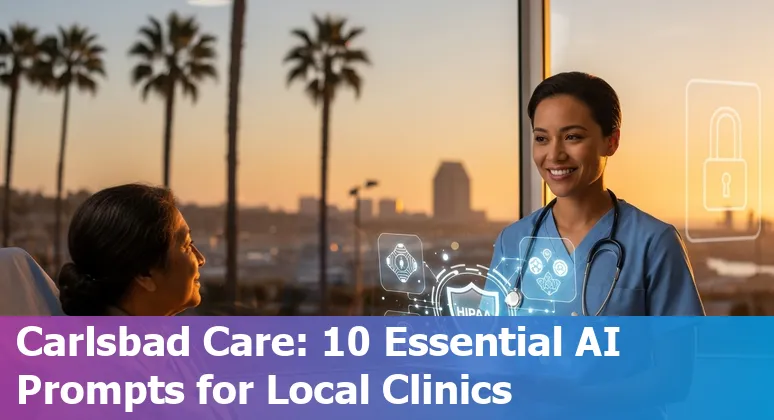 Healthcare AI in Carlsbad: clinicians using AI-assisted notes, imaging triage, chatbots, and robotic logistics.