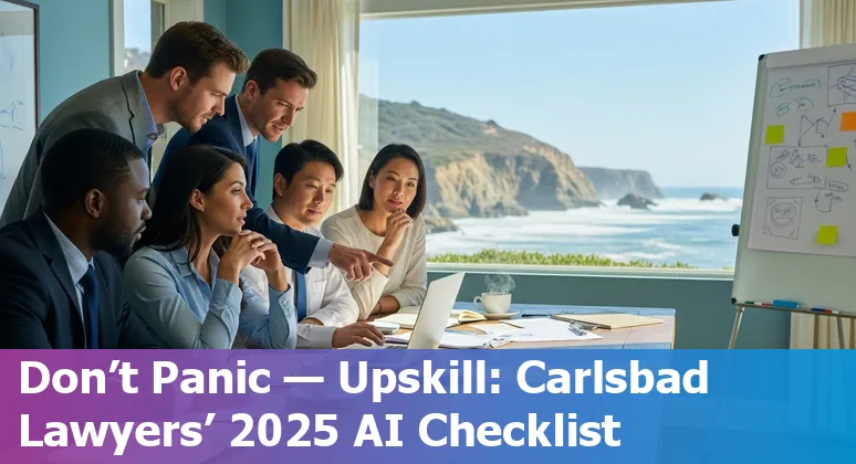 Carlsbad, California lawyer using AI tools with beach skyline — AI and legal jobs in Carlsbad, CA, 2025