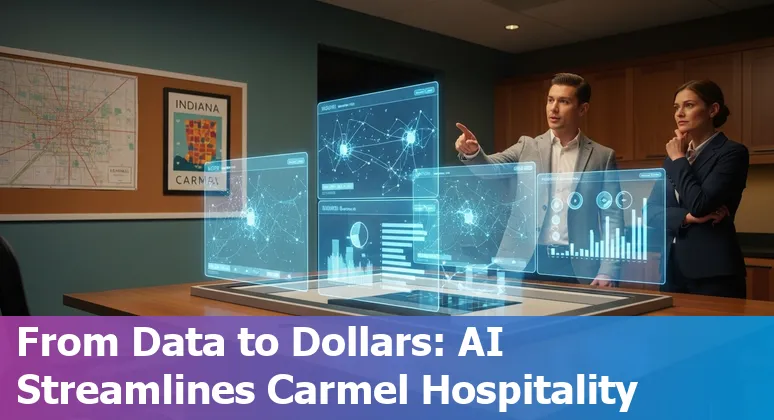 Hotel front desk using AI chatbots and dynamic pricing dashboard in Carmel, Indiana, US