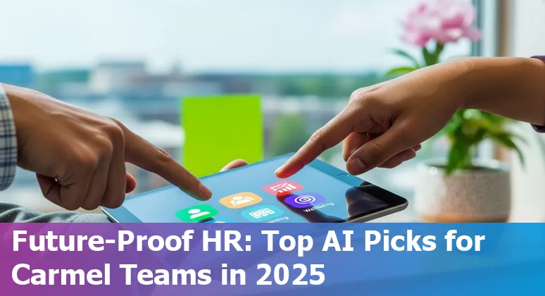 HR professional in Carmel, Indiana using AI recruiting and HR tools on a laptop