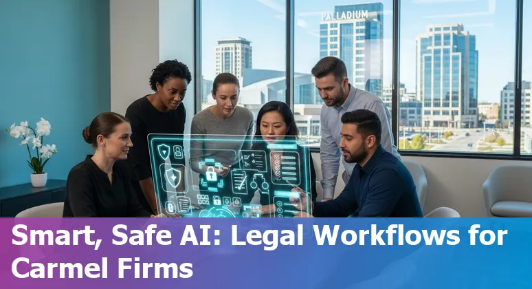 Legal professional using AI tools on a laptop in Carmel, Indiana, US — 2025 guide image.