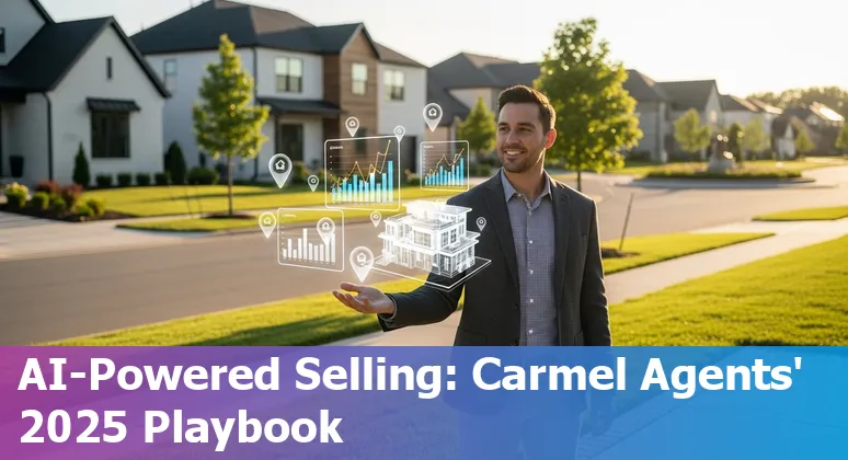 Agent demonstrating AI-powered property search on a tablet in Carmel, Indiana — 2025 real estate technology