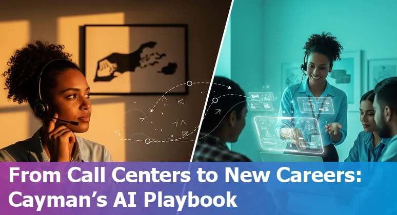 Customer service team using AI chatbot tools in an office in Cayman Islands