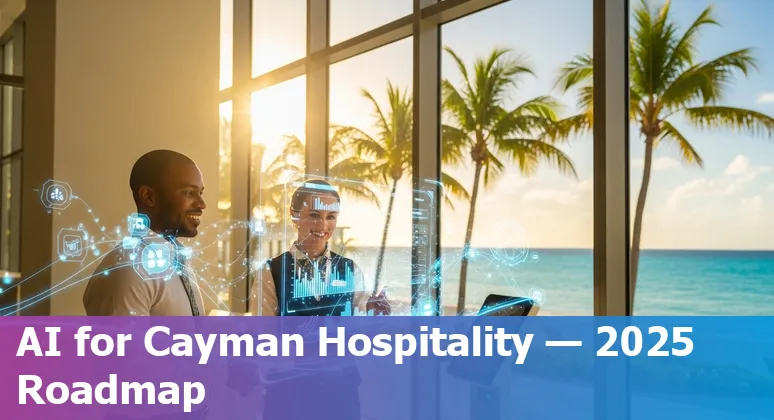 Hotel staff using an AI concierge tablet in Grand Cayman, Cayman Islands.