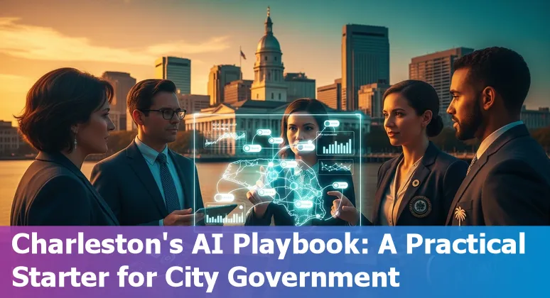 City hall worker using AI tools on a laptop in Charleston, South Carolina city office, 2025