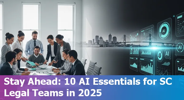 Charleston attorney using AI tools on a laptop displaying legal documents and charts.