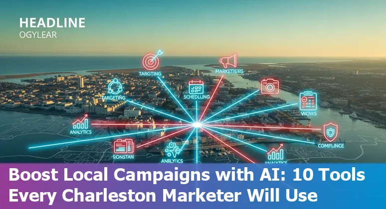 Charleston marketer using AI tools on a laptop with the Cooper River Bridge in the background