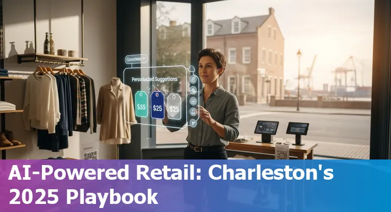 Charleston, SC retail store using AI tools in 2025 with Port of Charleston and tourists in background