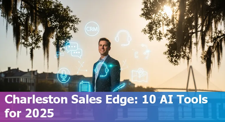 Charleston sales professional using AI tools on laptop with Ravenel Bridge in background