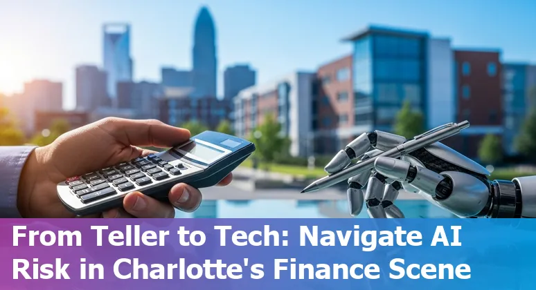 Charlotte skyline with icons of finance jobs and AI automation concepts