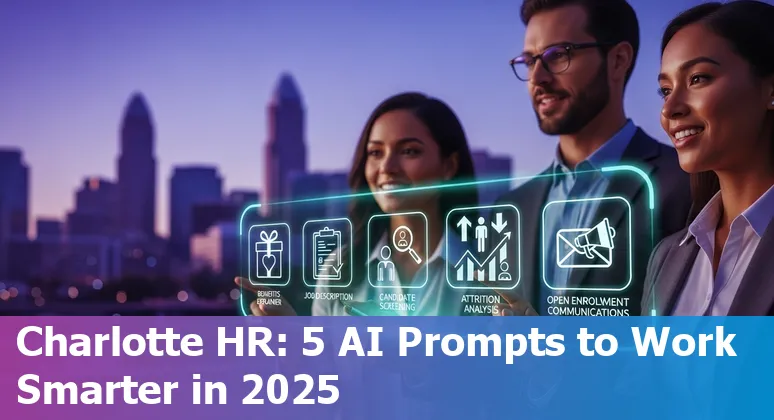 Charlotte HR professional using AI prompts on a laptop to draft benefits and hiring messages