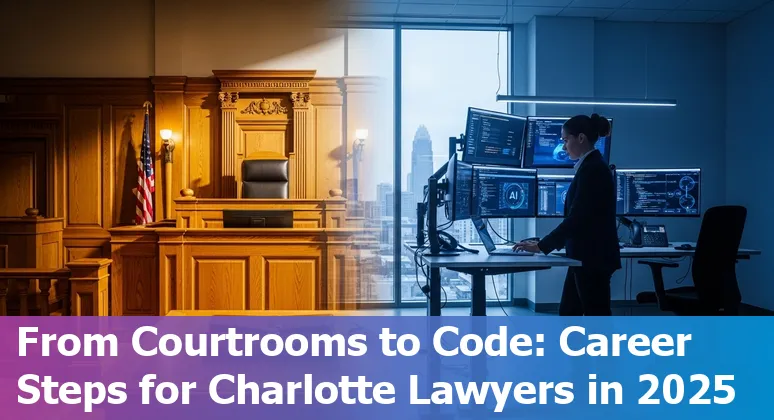 Attorney using AI tools on laptop in a Charlotte, North Carolina law office, 2025