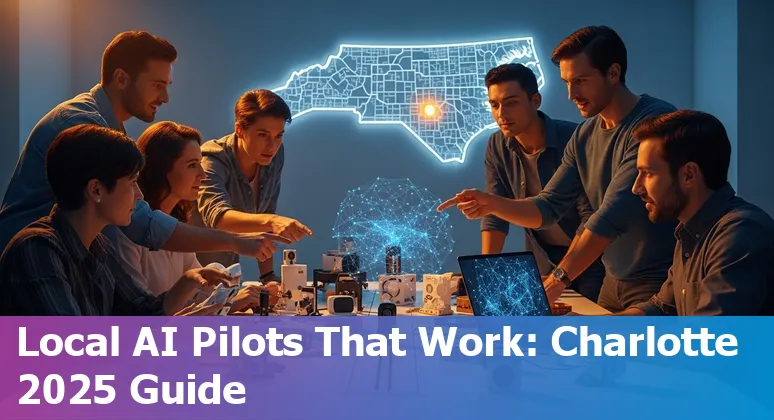 Charlotte, NC retail storefront with AI icons representing personalization, inventory sync, and local creators in Charlotte, NC