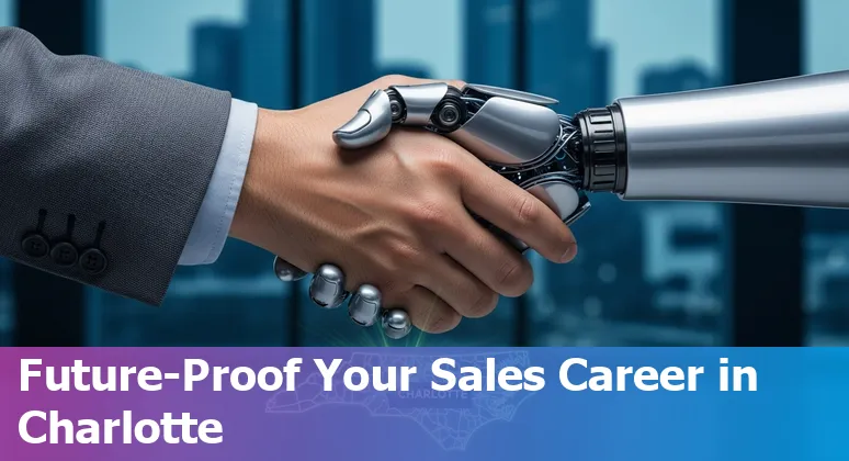 Charlotte, North Carolina sales professional using AI co-pilot on laptop with local skyline in background